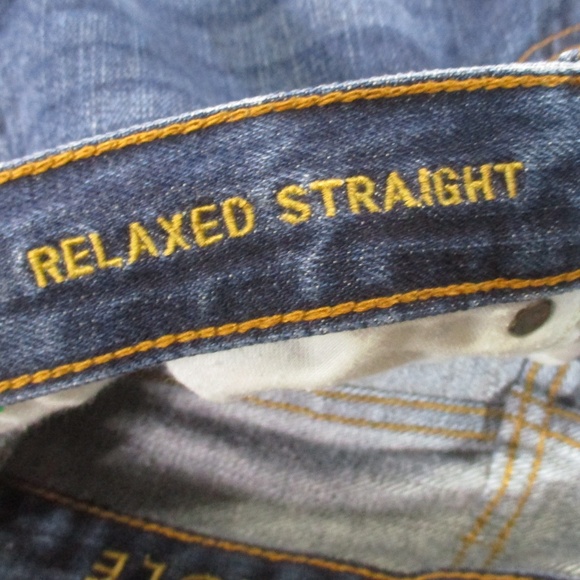 American Eagle Jeans Mens 32x30 Dark Wash Relaxed Straight Leg 100% Cotton Denim - Picture 7 of 8